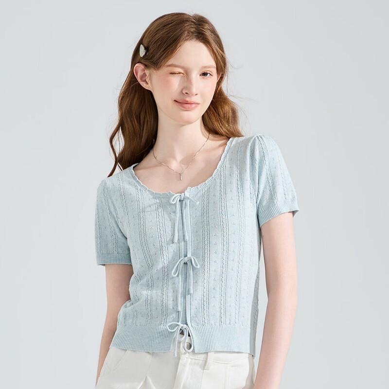 TonLion Women's 2026 Summer Short-Sleeve Hollow Knit Sweater