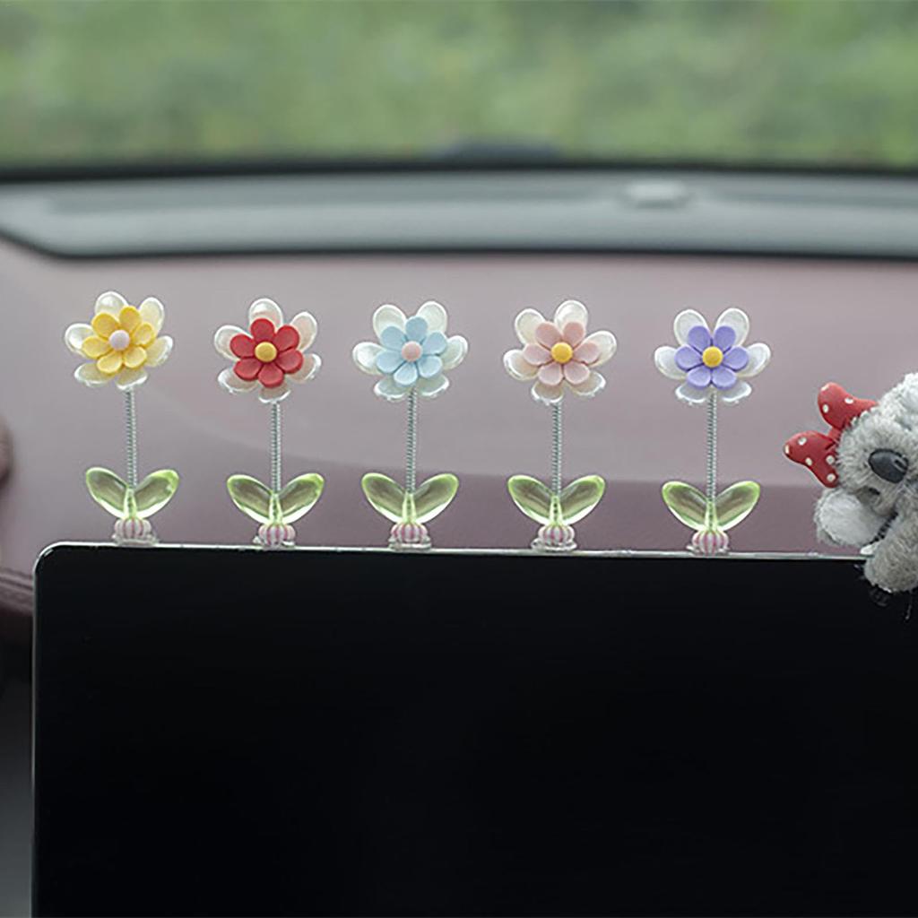Flower Car Decor | Car Dashboard Decor 5 Pcs - Flower Car Dashboard Decoration,