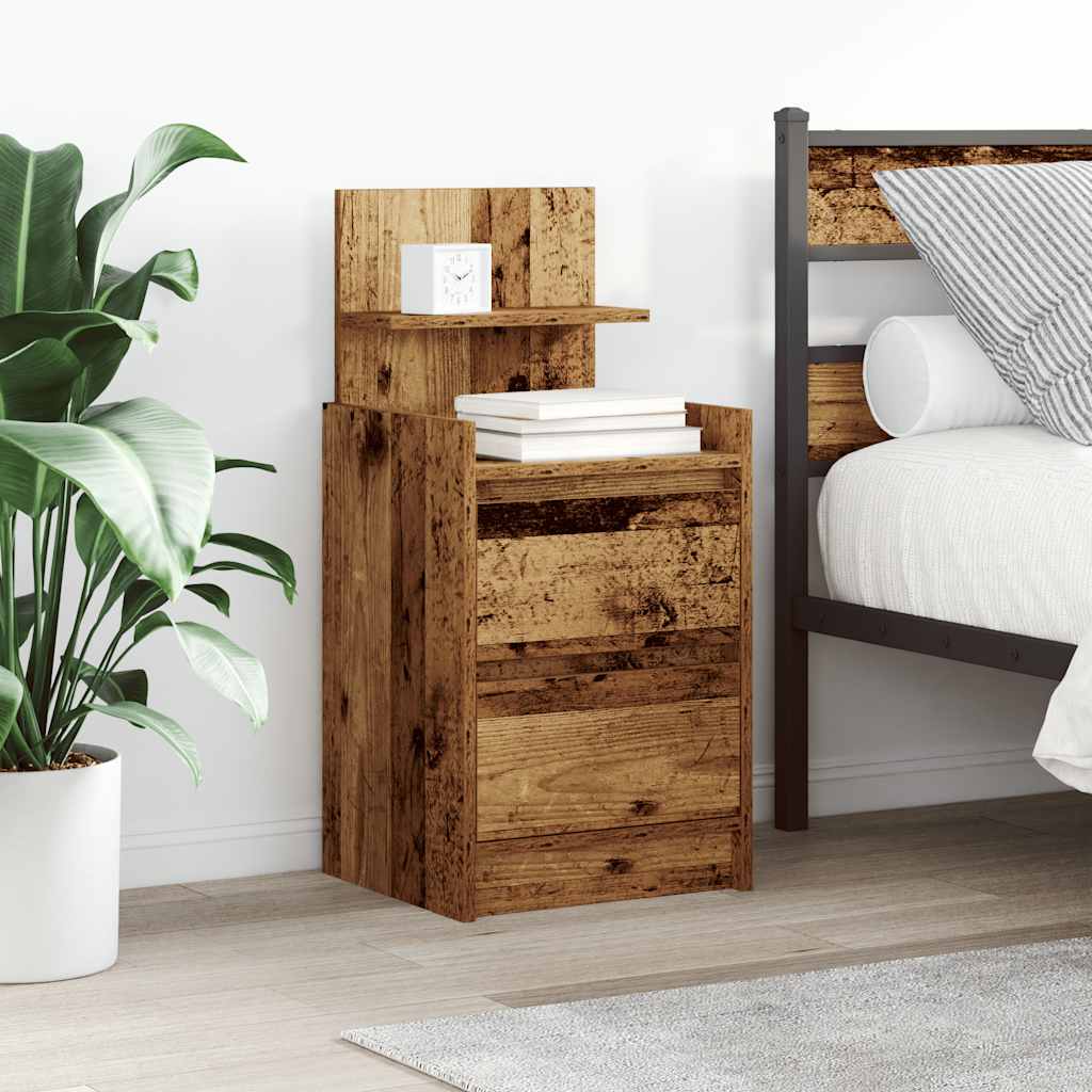 Nightstand with 2 Drawers Rustic Wood Look 38 x 34 x 80 cm