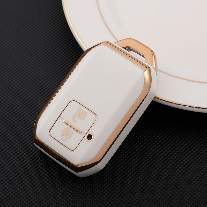 Gold Edge TPU Soft Rubber Car Key Cover for Suzuki Jimny 2-Button New Model