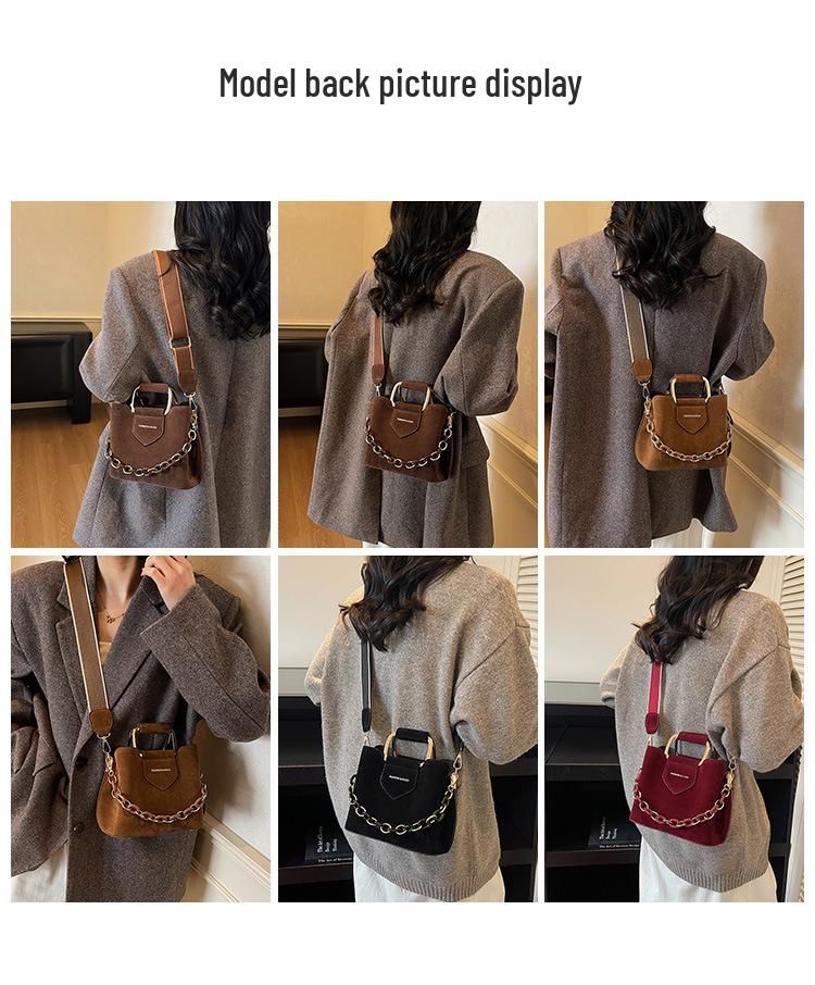 Versatile Women's Solid Color Bucket Handbag - Autumn 2025, Single Shoulder Crossbody