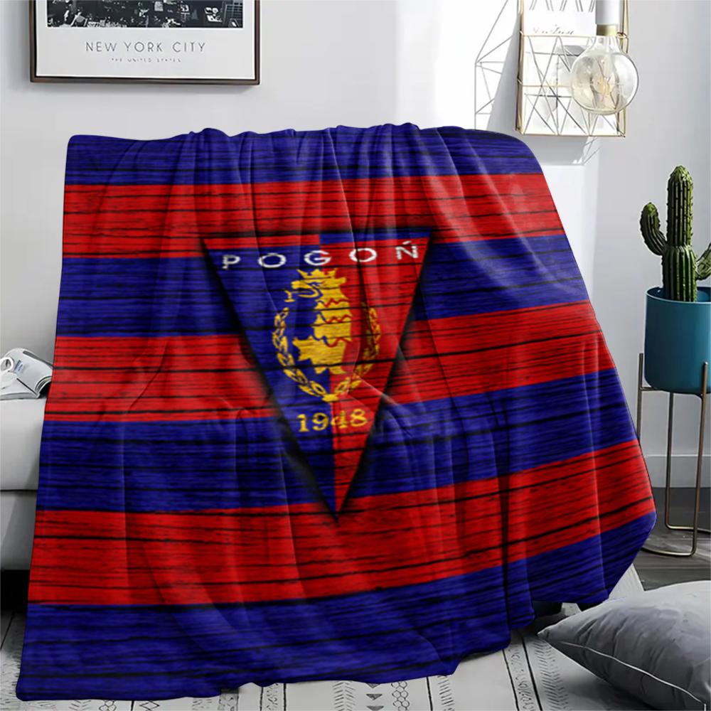 1PC Mks Pogoń Szczecin Print Flannel Blanket, High quality Comfortable for All Seasons, Home Decor, Warmth and Comfort, Perfect for Christmas Gifts