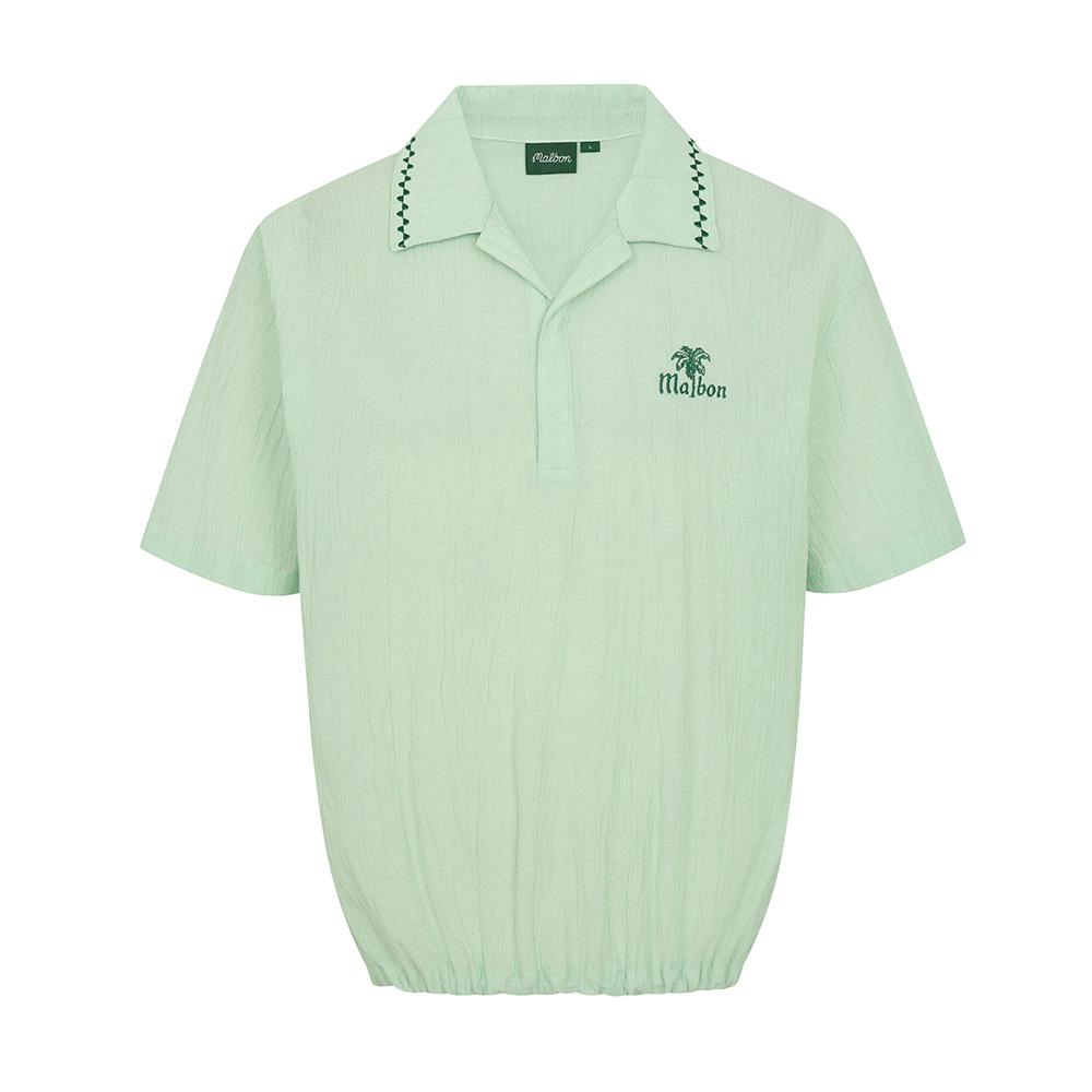 MALBON GOLF Summer Pleated Half-Open Collar T-Shirt Mint Green (Man)