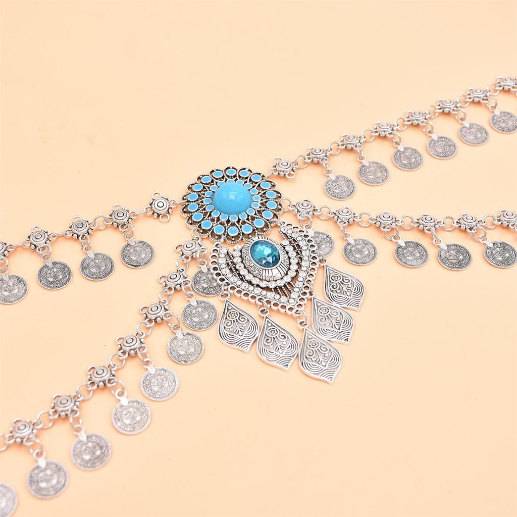 Retro Chain Belt Multi Layer Waist Chain with Coin and Fringe Designing for Belly Dance Costumes and Party Outfits