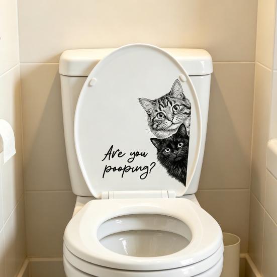 Are You Pooping Toilet Lid Stickers Funny Animals Toilet Seat Tank Lid Cover Decals Removable PVC Wall Sticker for Bathroom Washroom