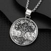Collar Colgante Antiguo Vikingo Nórdico Árbol de la Vida Colgante Redondo Retro Tarjeta Joyería