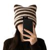 Cold Proof Embroidered Hat Keep Warm Pullover Hat Fashion Women Cat Ear Knitted Hat  Outdoor Sports