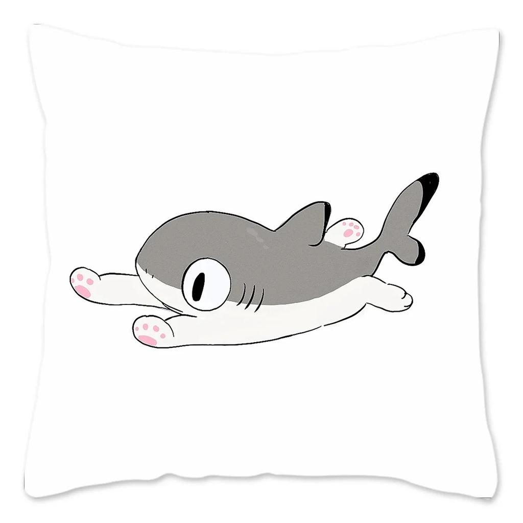 Luxury Home Decor Pillowcase Cat Shark Creative Pattern Cushion Cover Living Room Sofa Cushion Cover