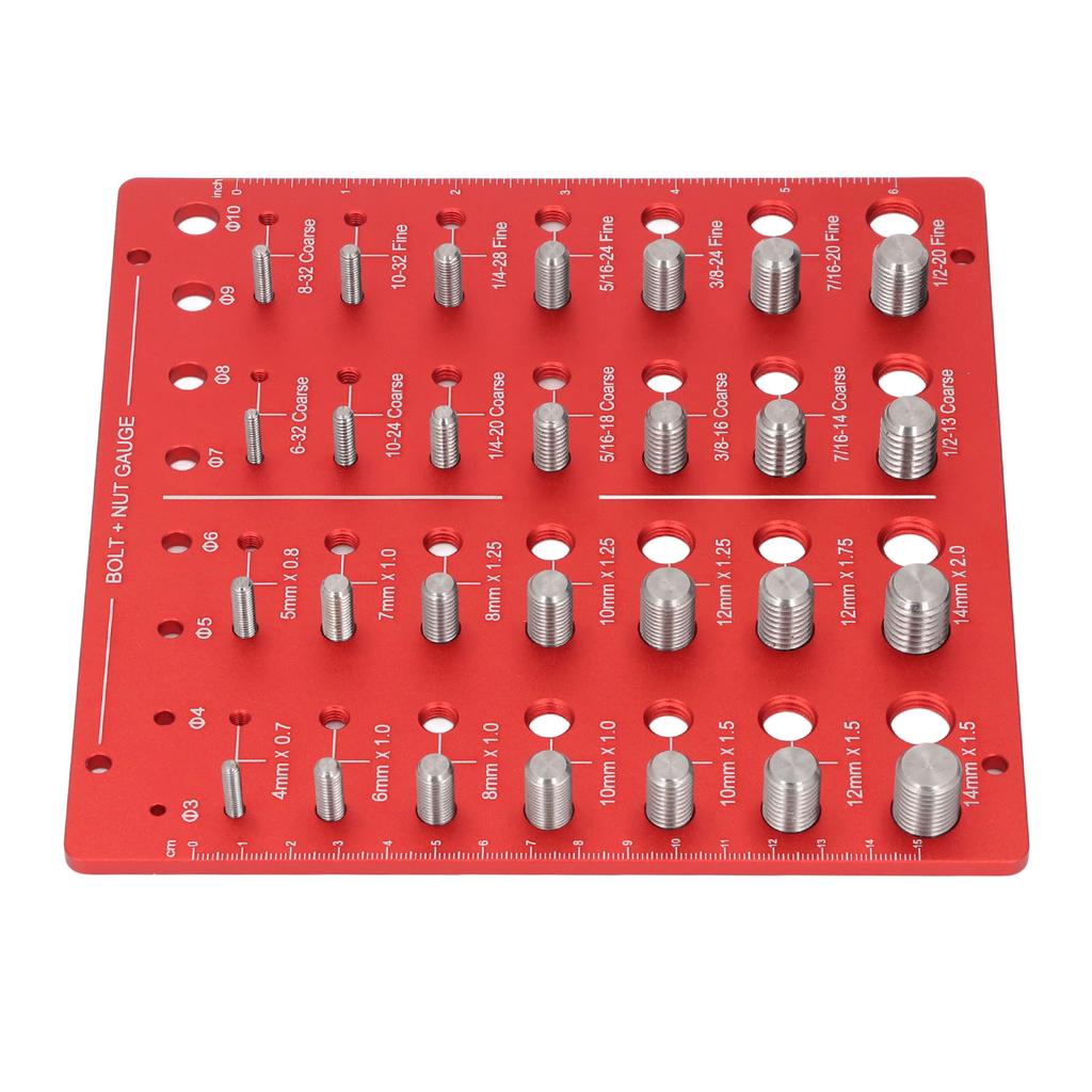 Gewindeprüfer Mutter Bolzen Identifikator 28+8 Gewinde- und Bitgrößenlehre Aluminiumlegierung Kombination