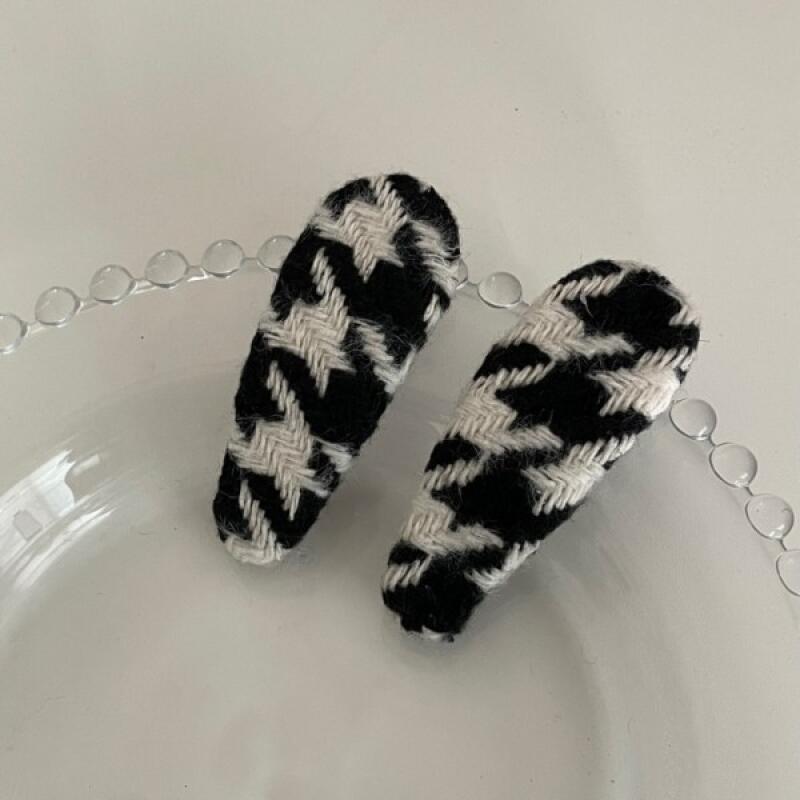 Houndstooth Black White Check Hairpin Hairpin Checkerboard black