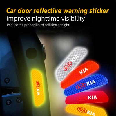 4Pcs Car Door Reflective Stickers Safety Warning Mark For Carnival Niro EV9 K8 Forte Cerato Sportage Ray EV Telluride Seltos