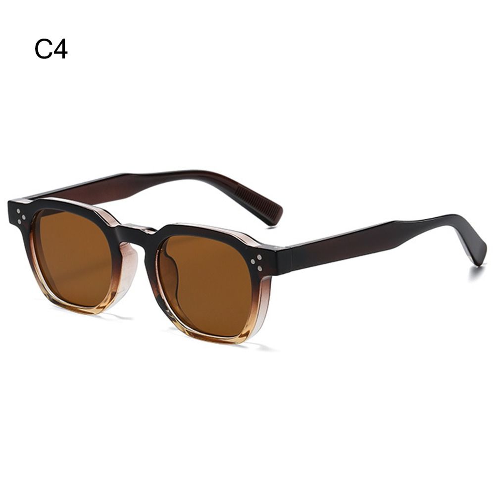 Striped Temples Round Rivet Sunglasses UV Protection Retro Driving Shades Vintage Polygonal Frame Sun Glasses for Women & Men