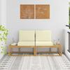 Outdoor End Sofa with Cushions 2 Pieces White Solid Acacia Wood