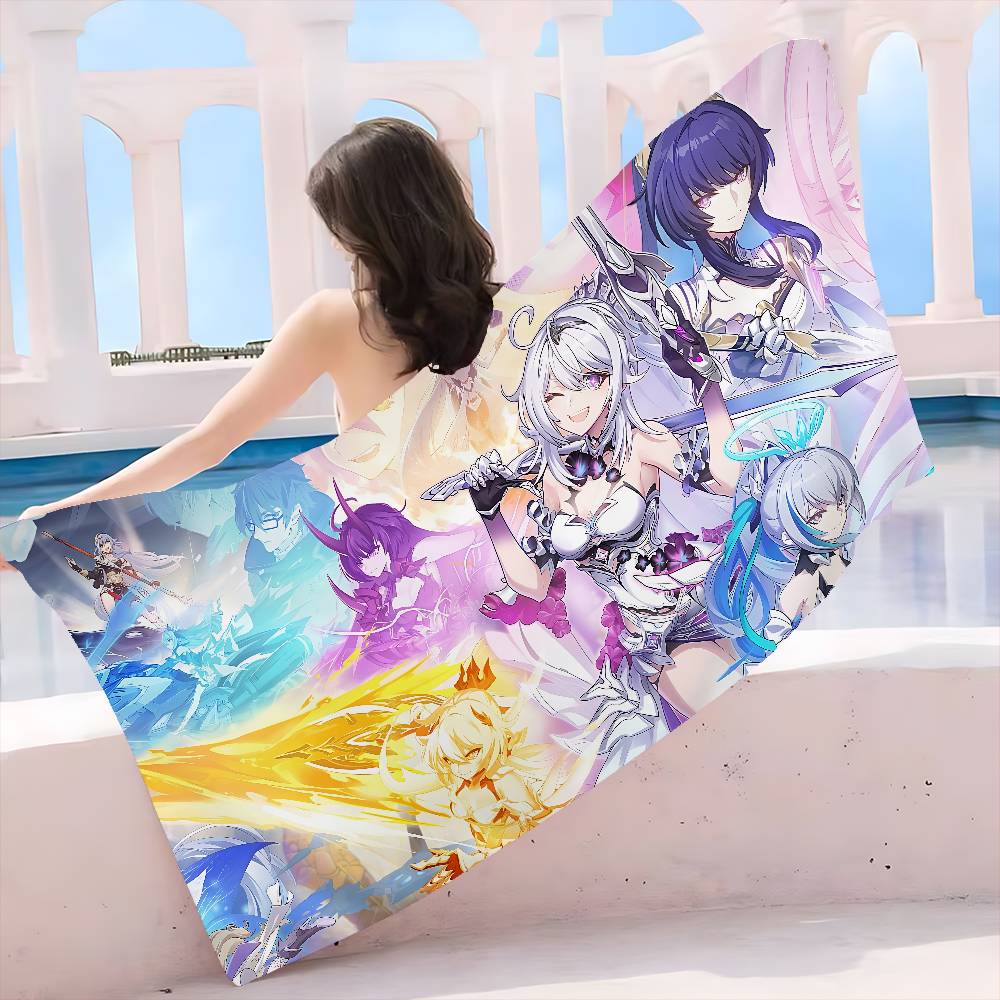 

Honkai Impact game Bath Towel Microfiber Soft Water Absorbing Breathable For Girl Kids Decorative Cartoon Beach Towel W30*H60(CM)
