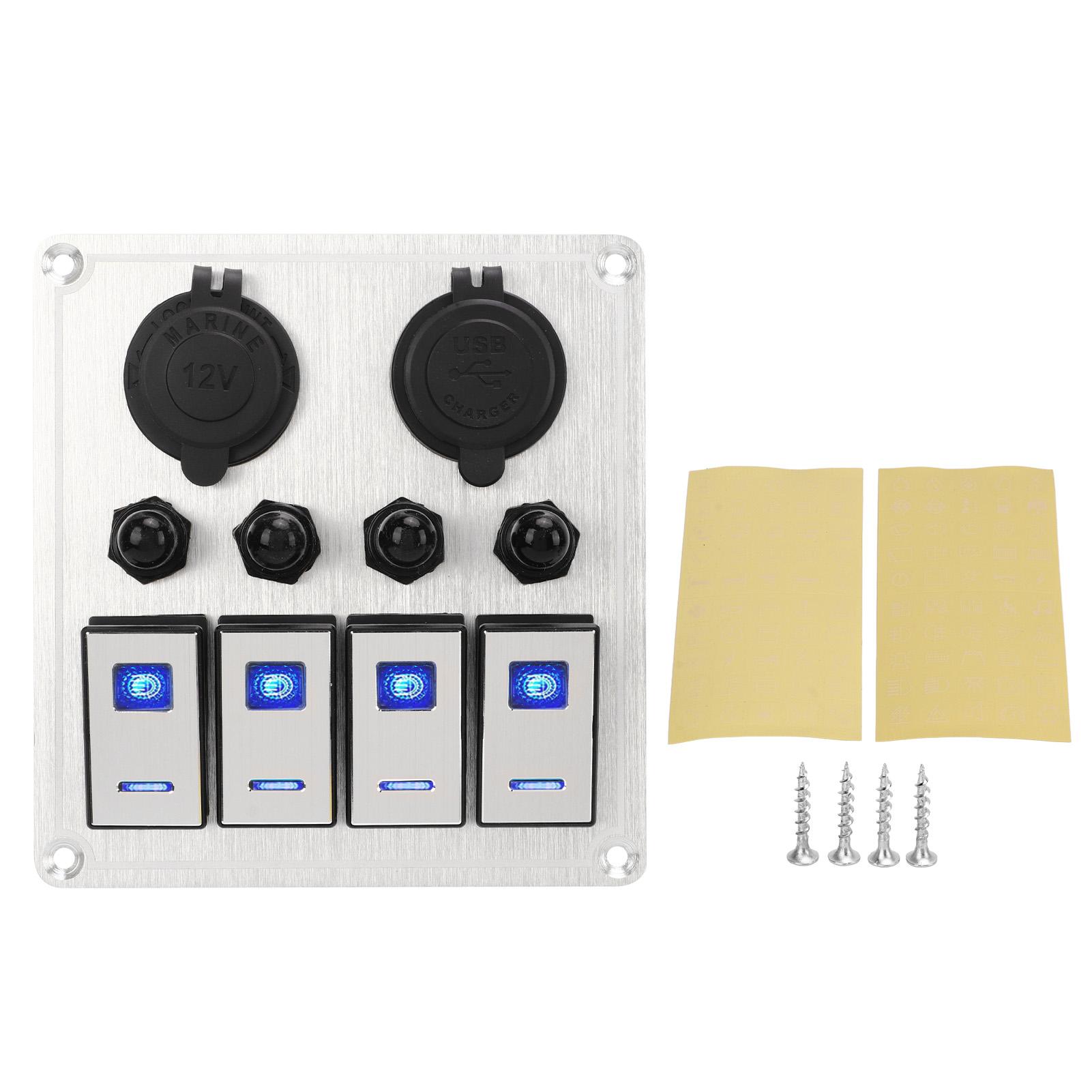 

4-клавишная панель переключателей-качалок Водонепроницаемая Морская Лодочная Панель тумблеров Окись серебра Вкл/Выкл с двойным