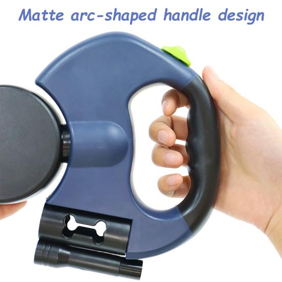 Podwójna smycz automatyczna dla psa, wytrzymała, z podwójną głowicą, obracana o 360 stopni i ze światłem LED dla psów małych, średnich i dużych