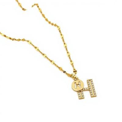 Cross-border Explosions Do Not Fade H Letter Blade Necklace Female Niche Fashion Creative Exquisite Pearl Pendant Necklace