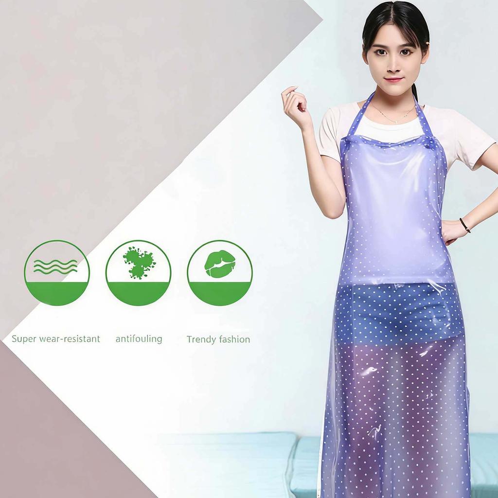 1Pcs Transparent Oilproof Apron Waterproof Sleeveless PVC Apron Kitchen Cooking Commercial Cleaning Restaurant Blue