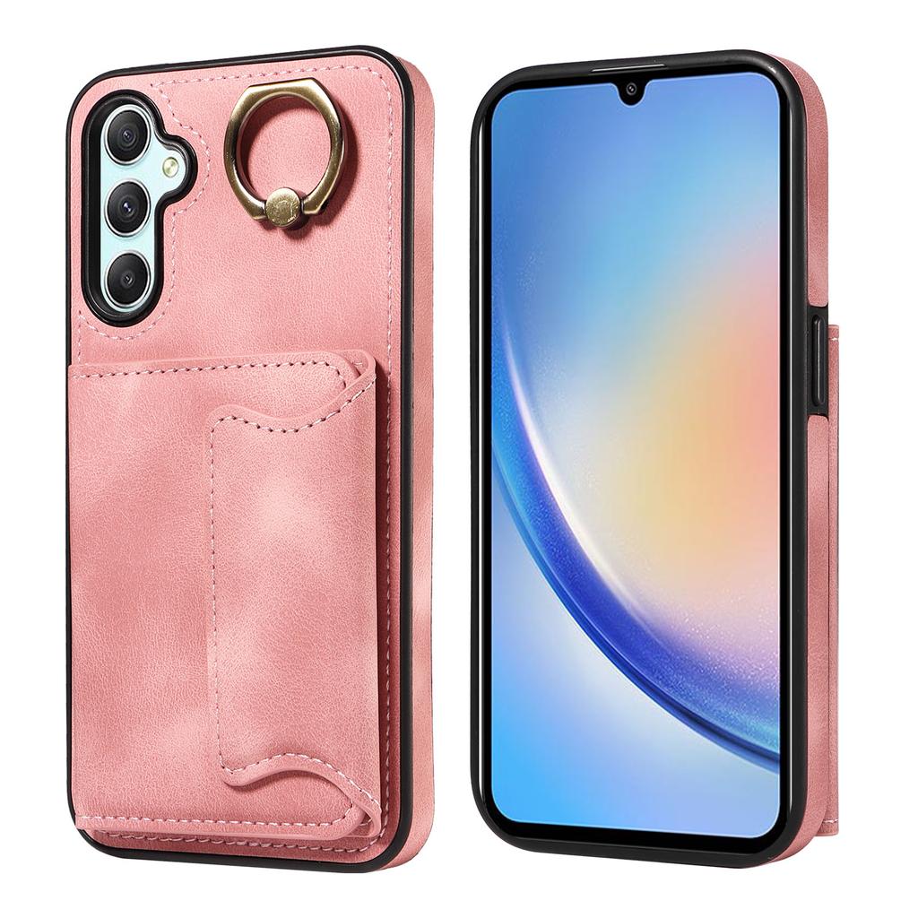 For Samsung Galaxy A34 (5G) Ring Bracket Card Holder Slots Cover Phone Case