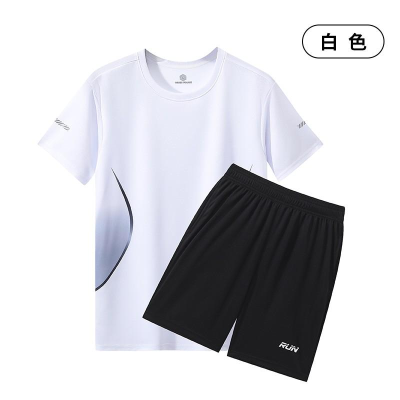 Mens Quick-Dry Sport Set Short Sleeve T-Shirt Shorts Athletic Wear Gym Running Badminton Casual