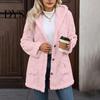 Long Sleeve Warm Coat Women Fleece Jacket with Pockets, Hooded for Fall Winter, Oversized Casual Button Front Cardigan Outerwear Cozy