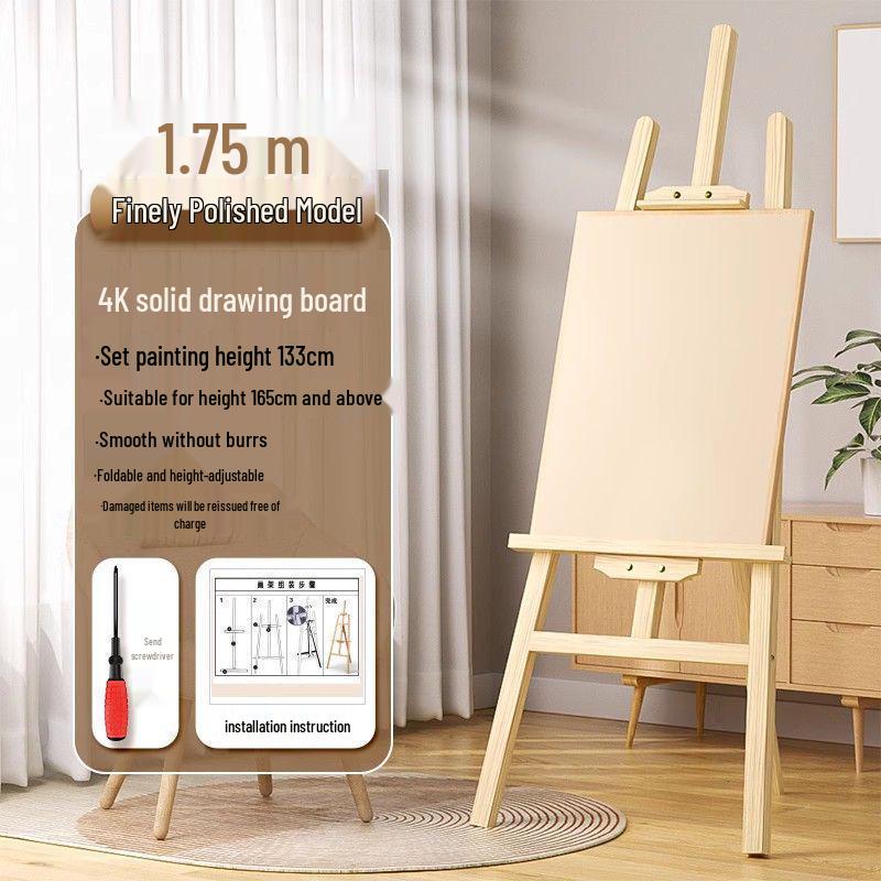 Wooden Tripod Floor Easel for Oil Painting - Foldable Art Student Stand