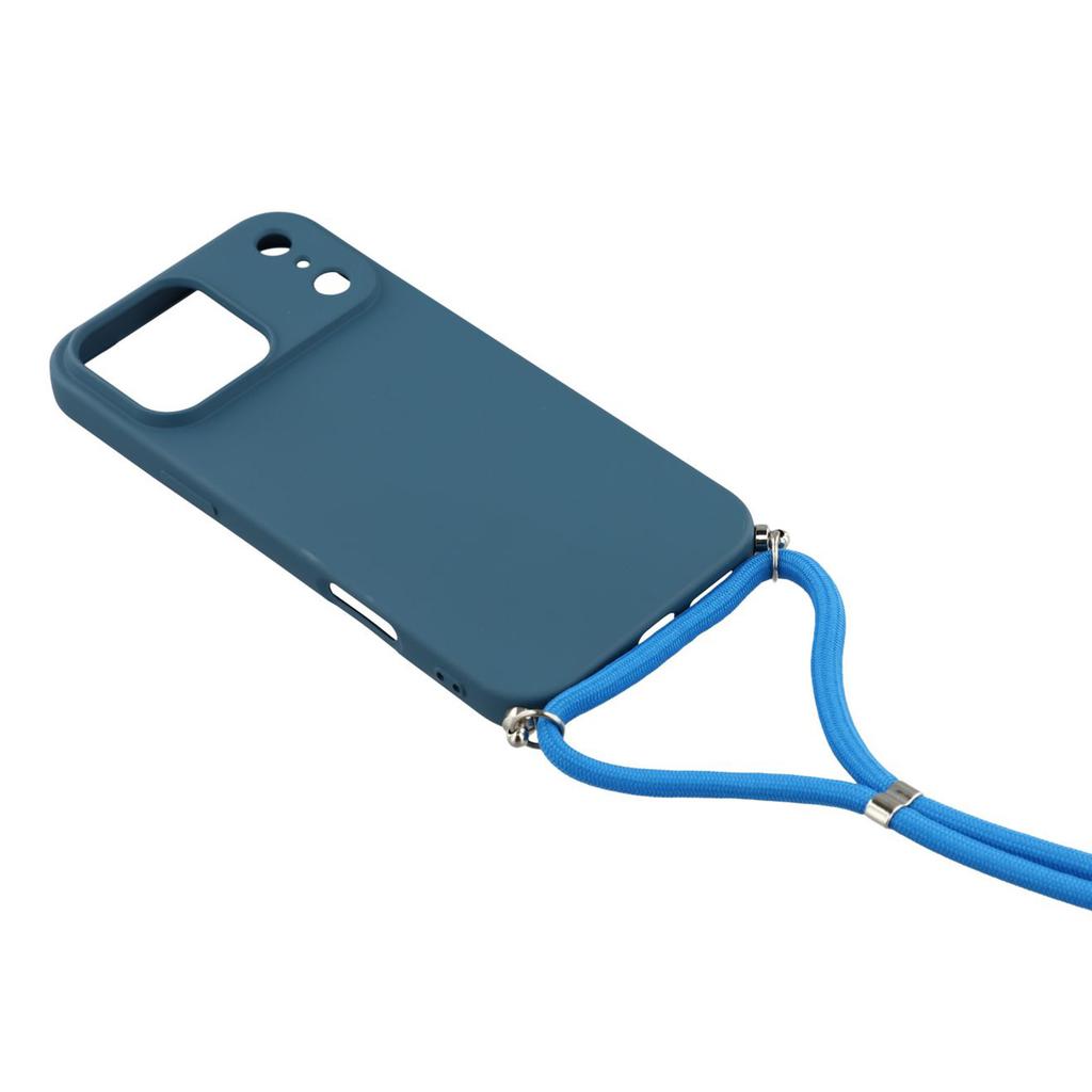 For iPhone 17 Pro Max Case Soft TPU Fiber Lining Phone Cover with Shoulder Strap