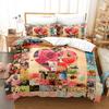 Love Heart And Newspaper Splicing Bedding Set Comforter Cover Soft Romantic Duvet Cover  For Girls Women Room  Valentine's Day