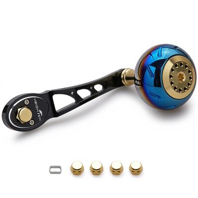 HEIGHTEN 80/90mm Reel Handle with 45mm Handle Knob, Compatible with Shimano, Daiwa, and Abu Baitcasting Reels, Aurora Ach Series (Black & Gold) (798)