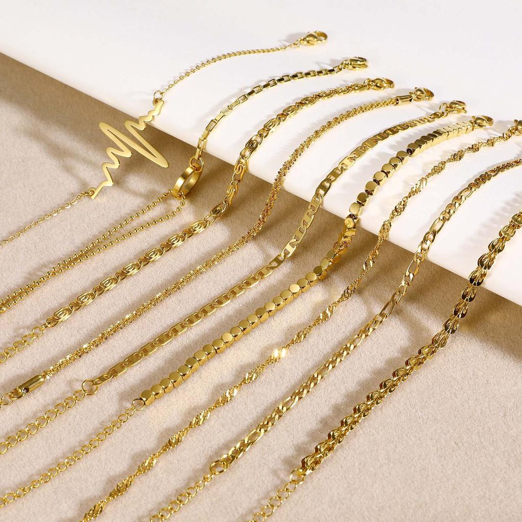 Simple And Versatile Stainless Steel Gold 18K Gold Bracelet Stacked Fashion Personality 1322