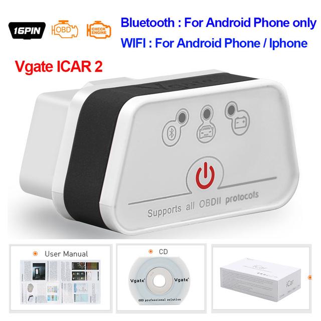 Vgate iCar2 obd2 Bluetooth-Scanner ELM327 V2.2 obd 2 wifi icar 2 Autowerkzeuge Ulme 327 für Android/PC/IOS-Codeleser