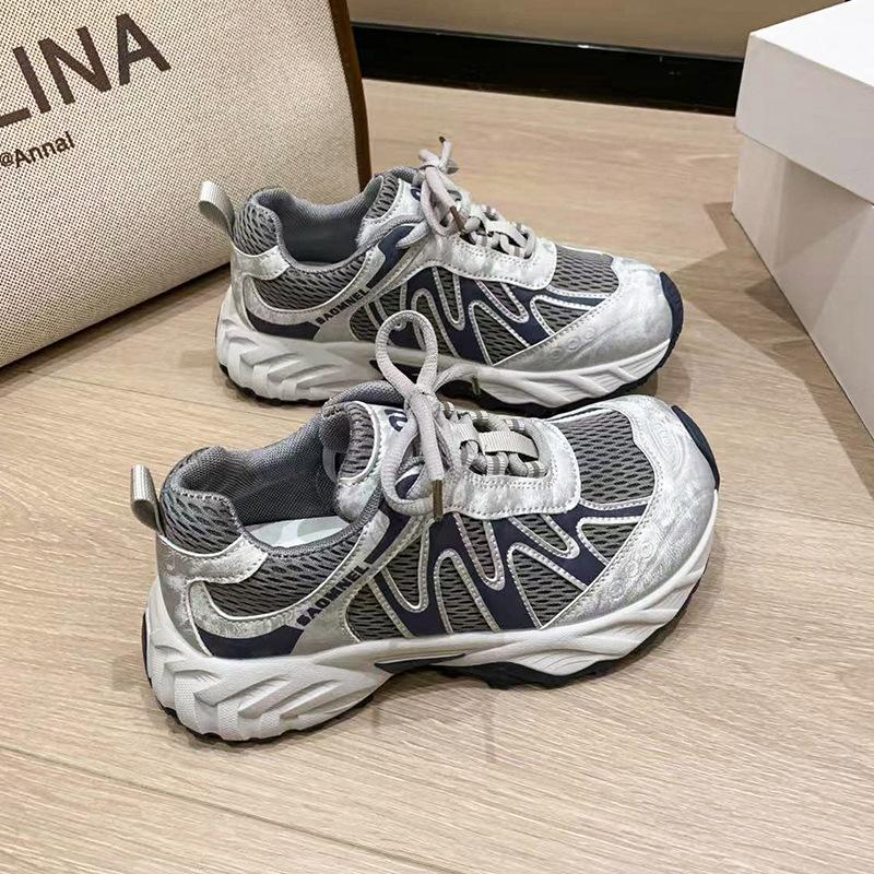 

Корейская версия супер огненных кроссовок на платформе, женские, 2025, осень, новые, универсальные, повседневные спортивные туфли, легкие уличные кроссовки для бега 40 синий