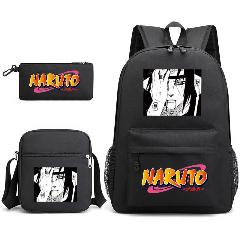 Large Capacity Schoolbag with Shoulder Strap; Student Three-piece Pencil Case Set