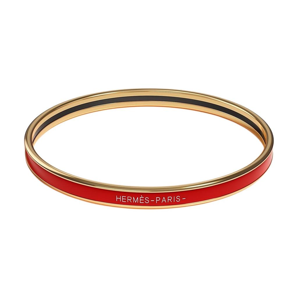 HERMES Enamel Bangles Women's Red Gold H240001F 94-