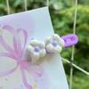 Korean Style Five-Petal Flower Hair Clip – Candy Color Plaid Wave Design for Girls