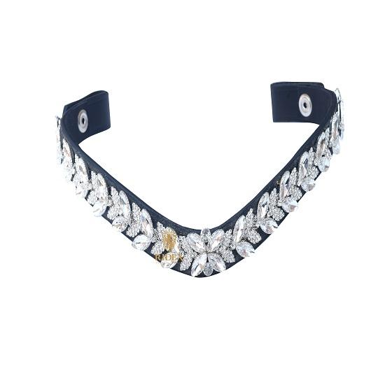 Dazzling Clear Crystal Leaf Browband Horse Bridle Snap Browband .