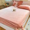 1pc Flannel Fleece Bed Sheet Solid Color Bed Cover Velvet Fitted Sheet Non-slip Bed Linen Warm 90x200 Mattress Protectors