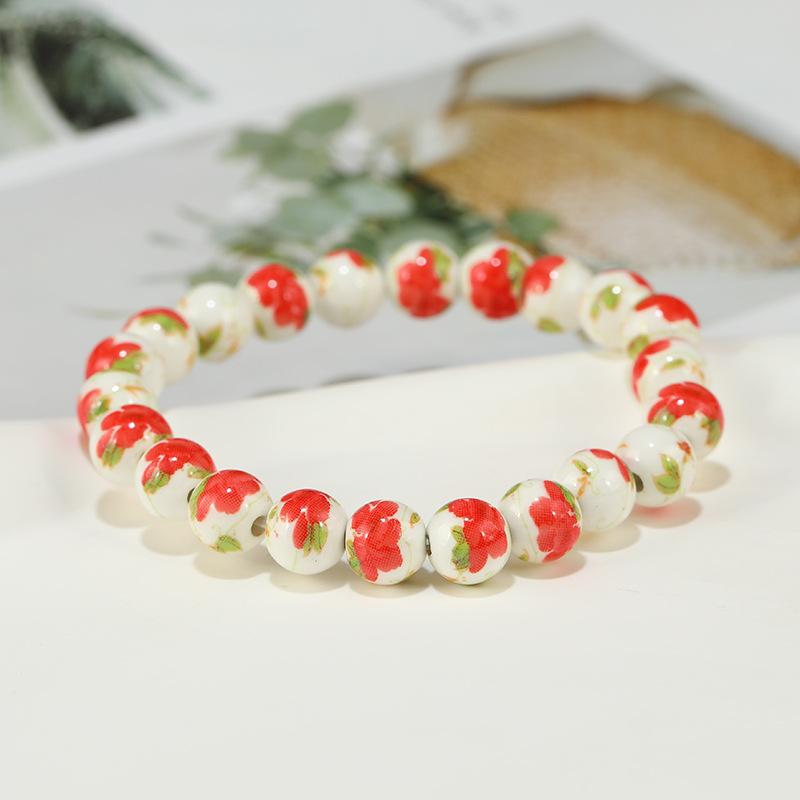 

Цзиндэчжэнь керамический браслет из бусин с цветком простой и элегантный со средним и высоким чувством простой браслет женский