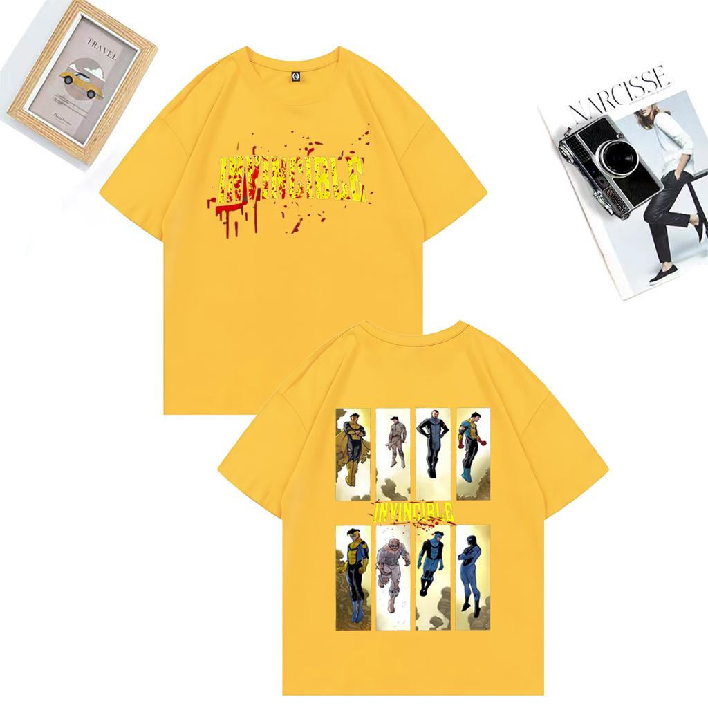 Invincible Blood Splat Logo Merch Men Women T Shirts Hip Hop Pure Cotton Streetwear Tees Graphic  Adult Anime Tops Loose T-shirt