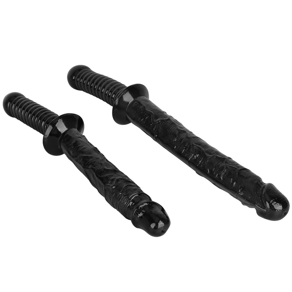 Dildo cu mâner PVC negru Masturbator Butt Plug Jucărie sexuală cu pumni Big Dick Curea pe penis Lesbiană BDSM