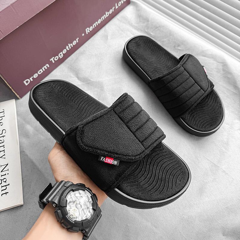 

Fashion Men s Slippers Suede Cloth Non-Slip Casual Sandals Platform Soft Home Shoes Indoor Slides Outdoor Beach Shoes Flip-flop 39
