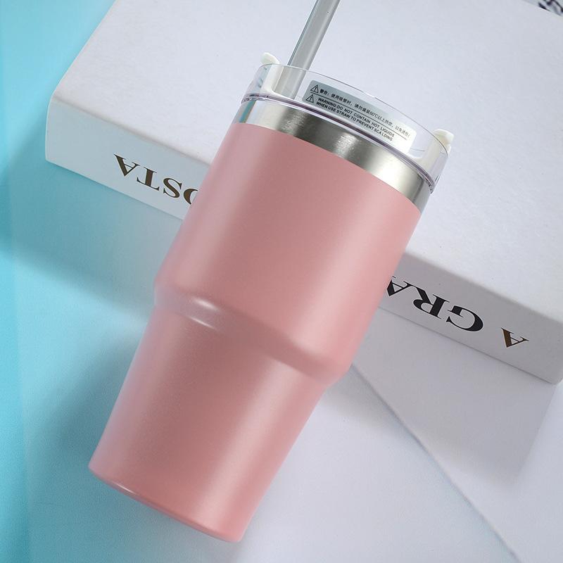 Car Cup, Double-layer Straw Cup, Vacuum Outdoor Car Cup, Thermal Insulation, Cold Insulation, Coffee Cup, Beautiful Appearance