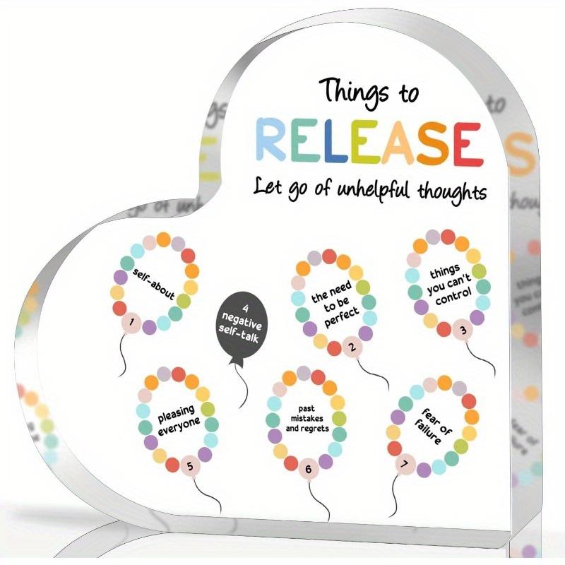 

Things to Release Heart Sign - Anxiety Coping Skills Gift for Counselors & Students чистый