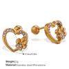 Fashion Light Luxury Gold Love Diamond Earrings Stainless Steel Gold Plated Hollow Design Earrings Women
