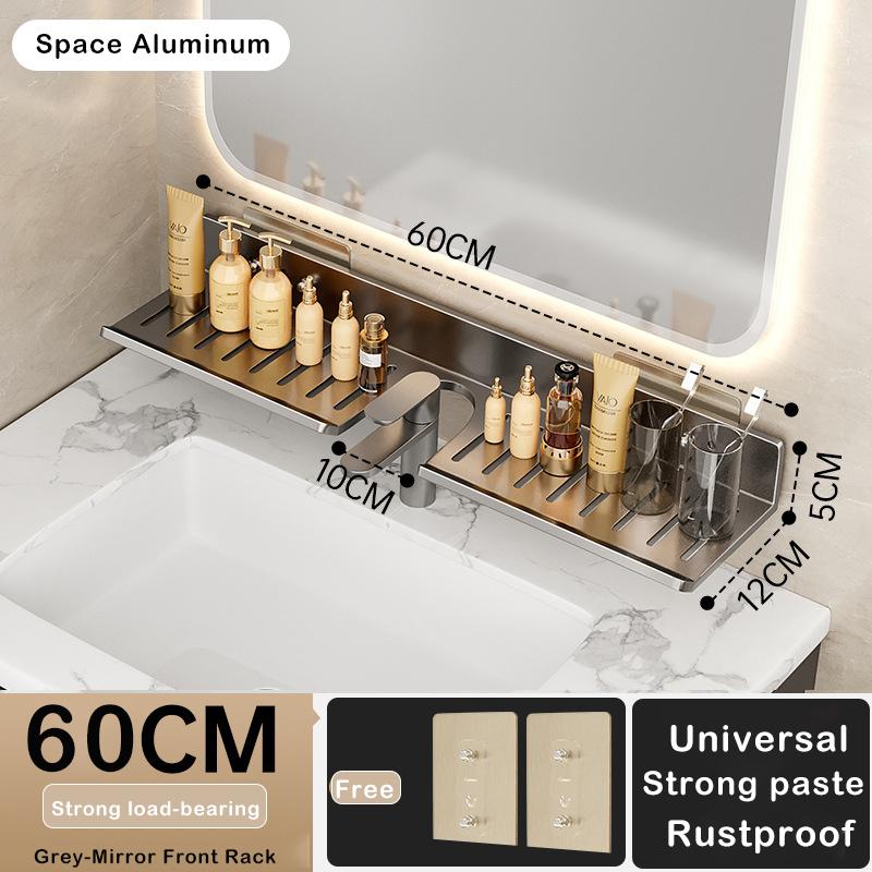 Around Faucet Holder Shower Shampoo Soap Cosmetic Holder Bathroom Storage Rack Organizer Over the Basin Shelf Mirror Front Rack