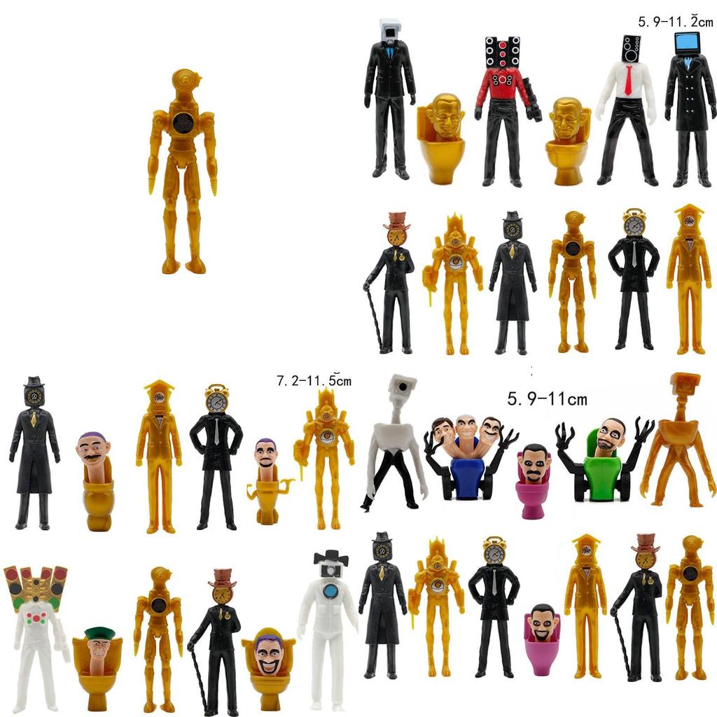 Hot Selling Toilet Man Vs Clock Man Handmade Model Toy For Children Gift Bag Packed Plastic Material Various Characters Figurine