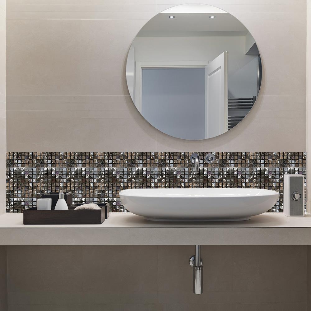 10Pcs 10 X10cm DIY  Mosaic Marble Wall Stickers Imitation Brick Bedroom Decoration Waterproof Self Adhesive Tile Wallpaper Kitchen Cupboard Decor