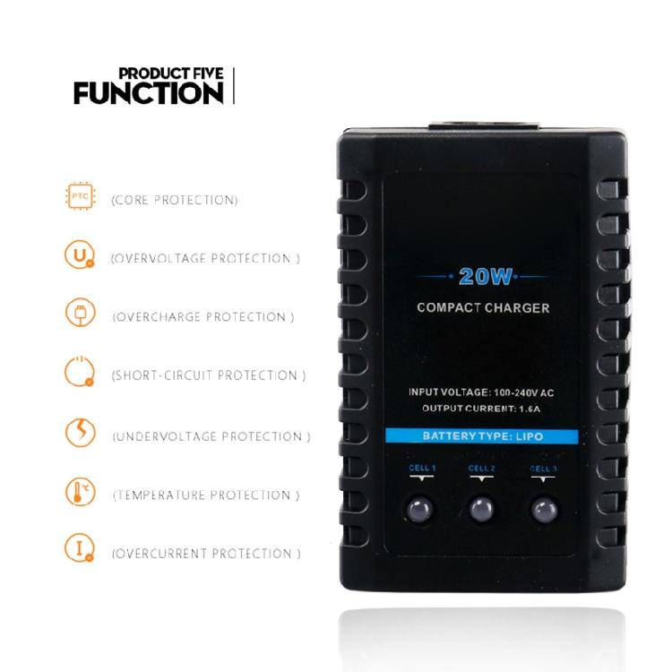 EU/US Plug AC 100-240V B3 20W Compact Balance Charger for 2S 3S Lithium Battery