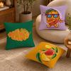 Mango illustration Cushion Cover Anti-dustmite Pillowcase Invisible zipper silky short plush Sofa cushion cover