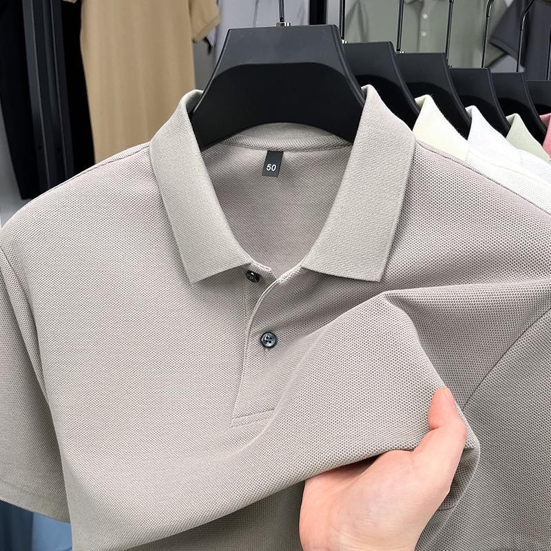 Men's Summer 2025 Pure Cotton Short Sleeve Lapel T-shirt